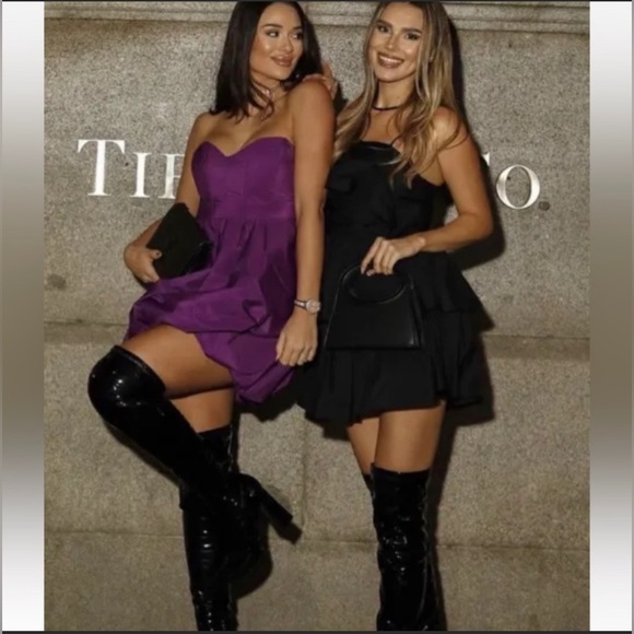 NWT ZARA WOMAN VOLUMINOUS MINI DRESS PURPLE - Picture 7 of 17